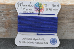 Midnight Indigo Blue Griffin Silk Cord – Hand‑Dyed Thread for Knotting, Jewelry Making, Pendant Stringing