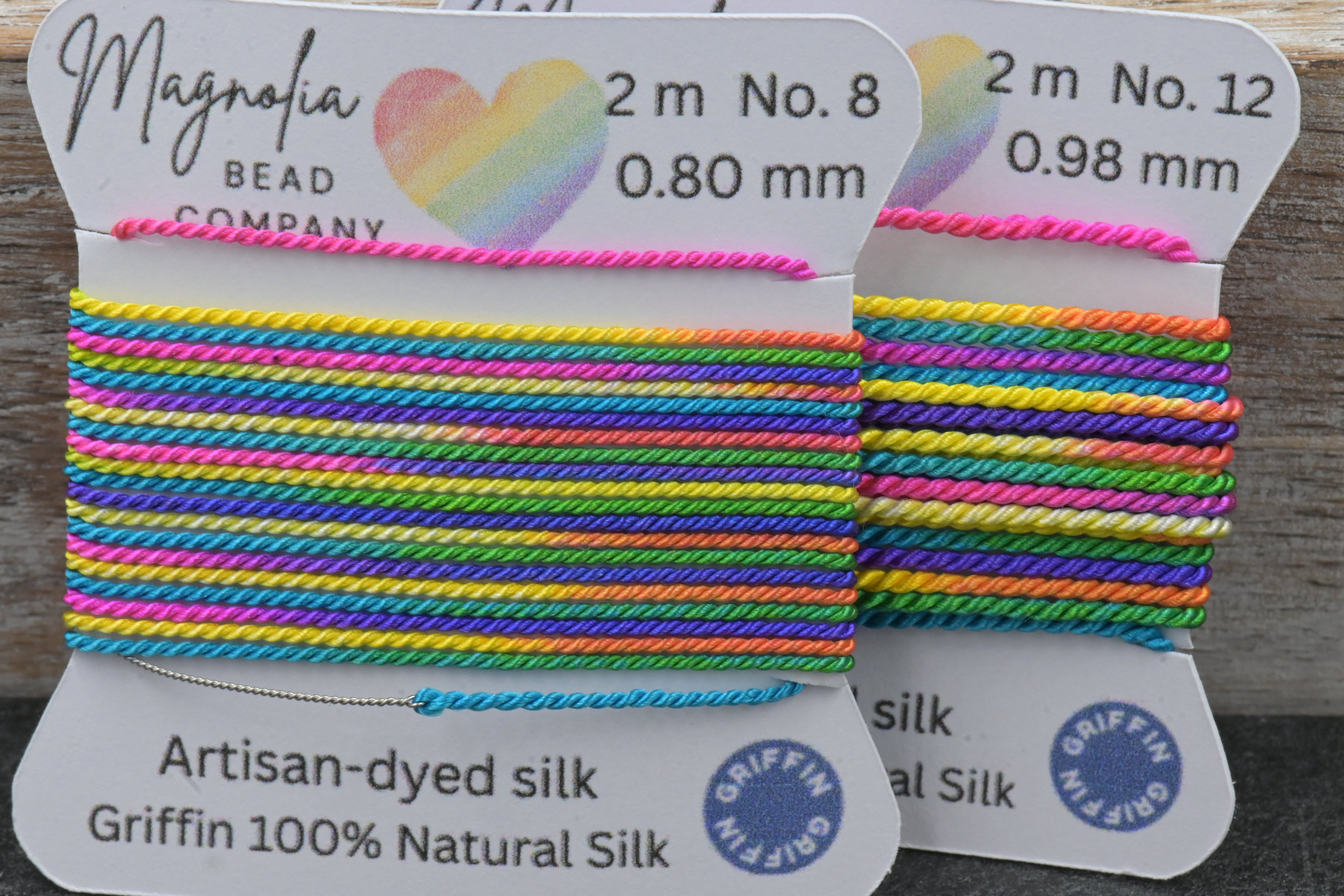 Griffin Silk Cord Rainbow – Hand-Dyed Gradient Thread for Knotting, Jewelry Making, Pendant Stringing