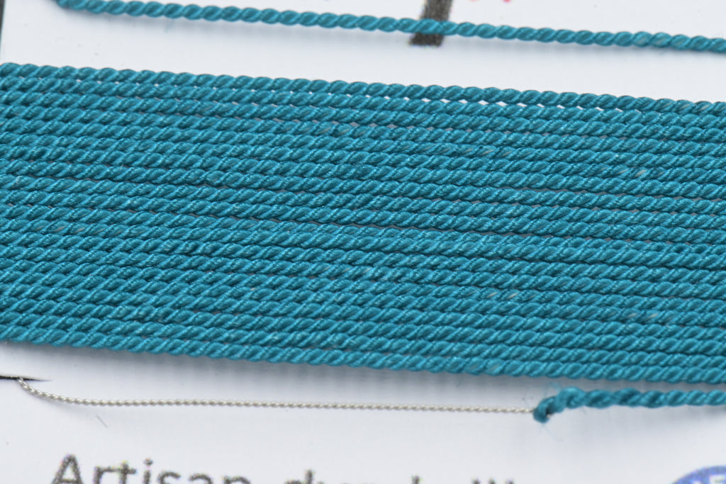 Griffin Silk Cord Midnight Juniper Green – Hand-Dyed Thread for Knotting, Jewelry Making, Pendant Stringing