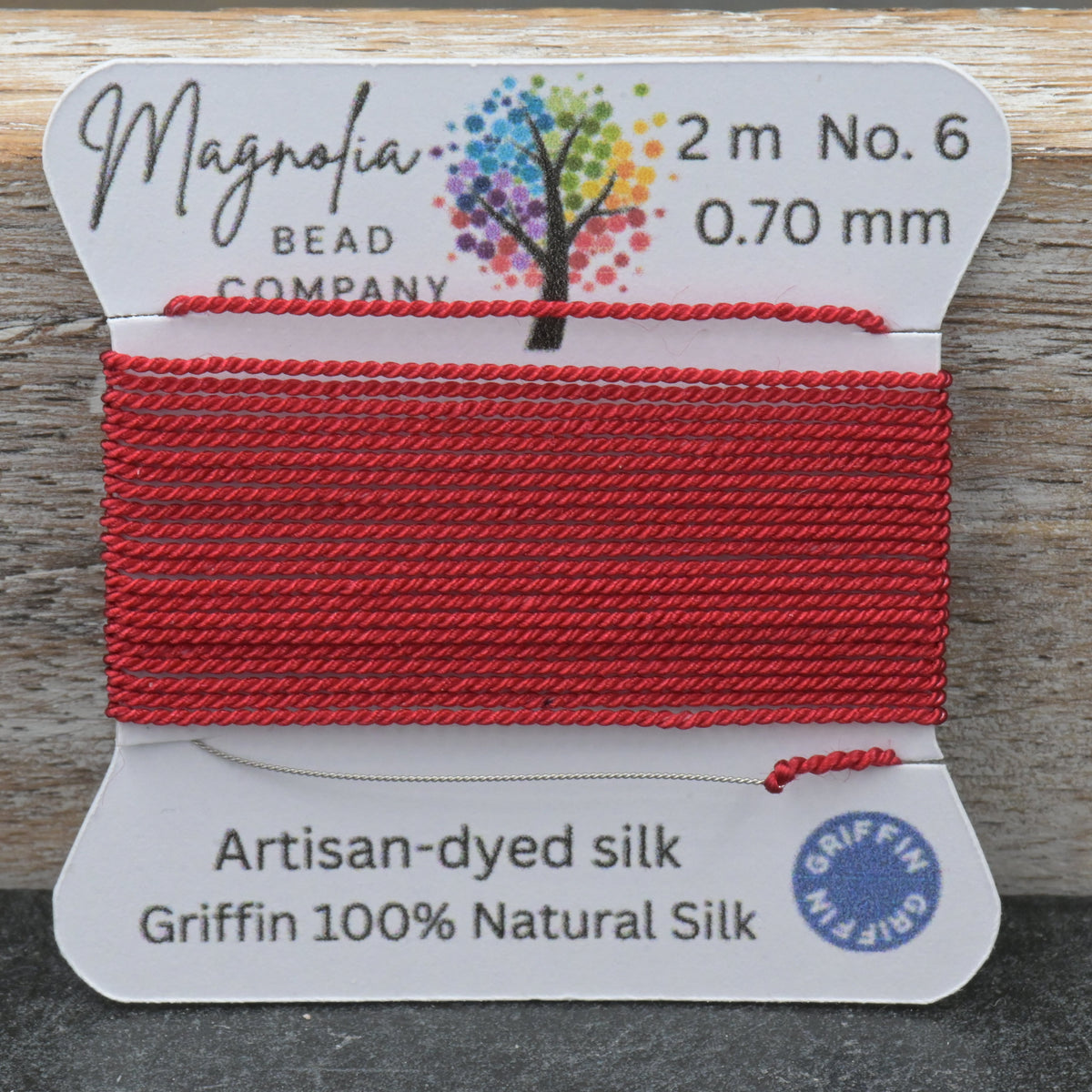 Poinsettia Velvet Red Griffin Silk Cord – Hand‑Dyed Thread for Knotting, Jewelry Making, Pendant Stringing