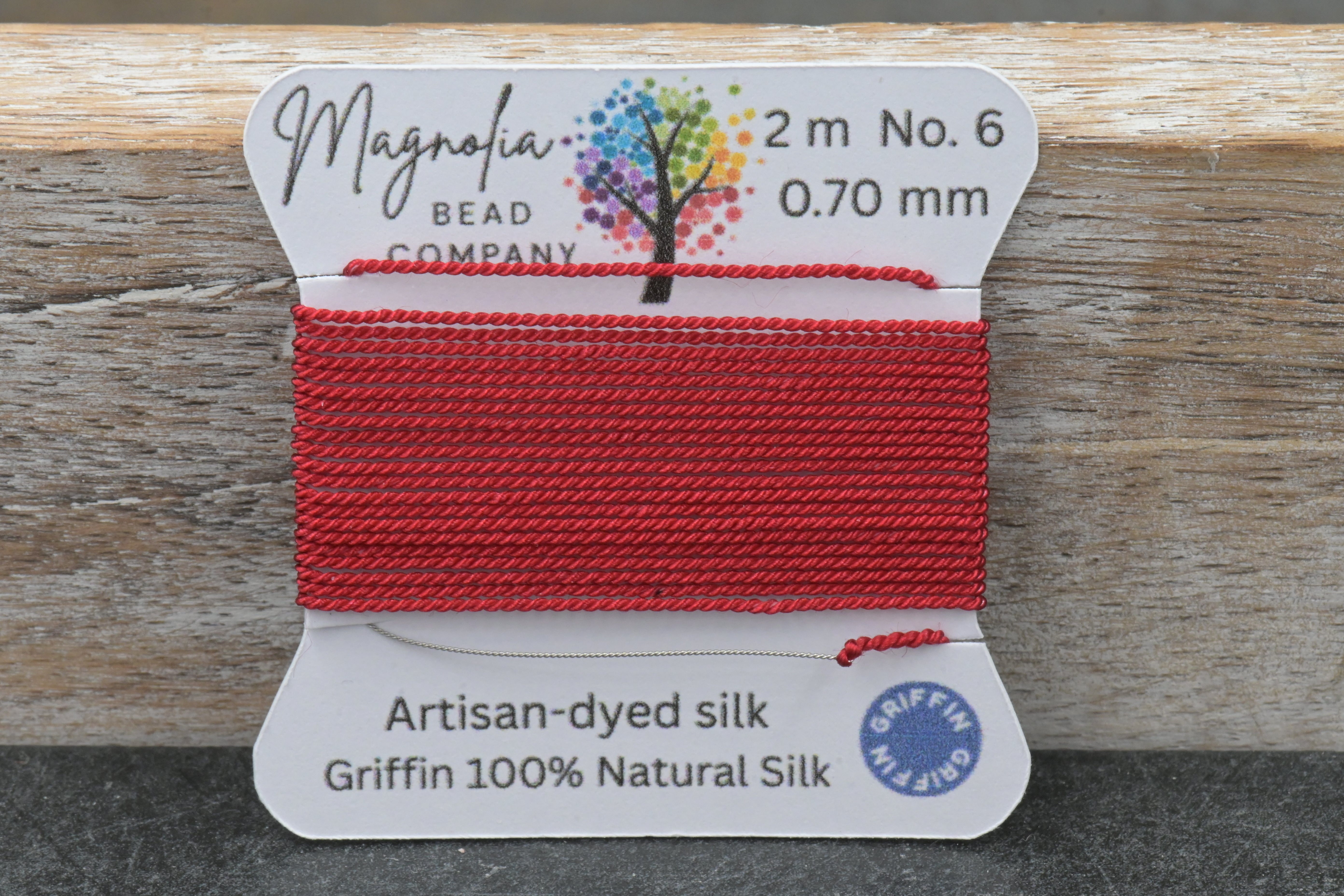 Poinsettia Velvet Red Griffin Silk Cord – Hand‑Dyed Thread for Knotting, Jewelry Making, Pendant Stringing