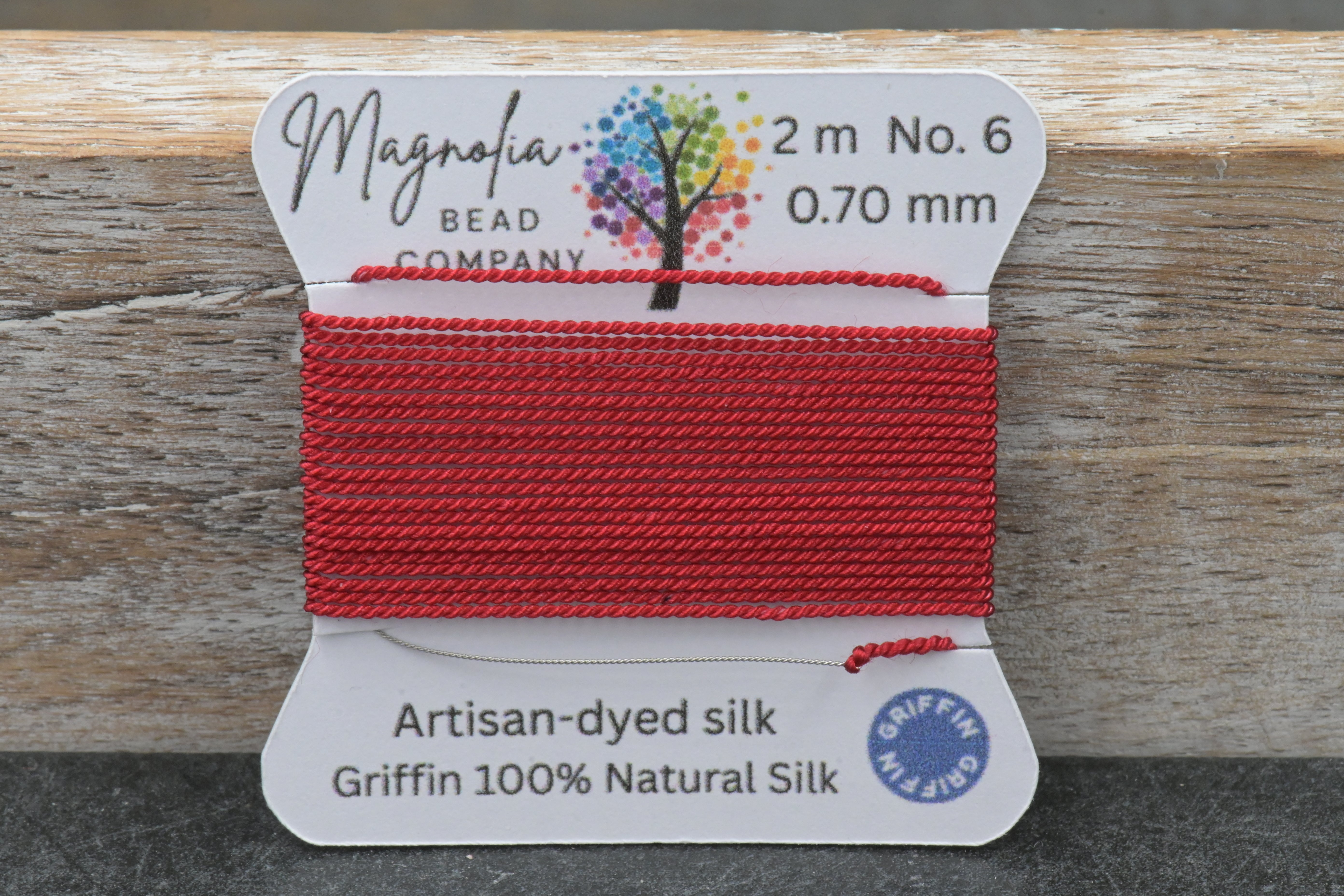 Poinsettia Velvet Red Griffin Silk Cord – Hand‑Dyed Thread for Knotting, Jewelry Making, Pendant Stringing