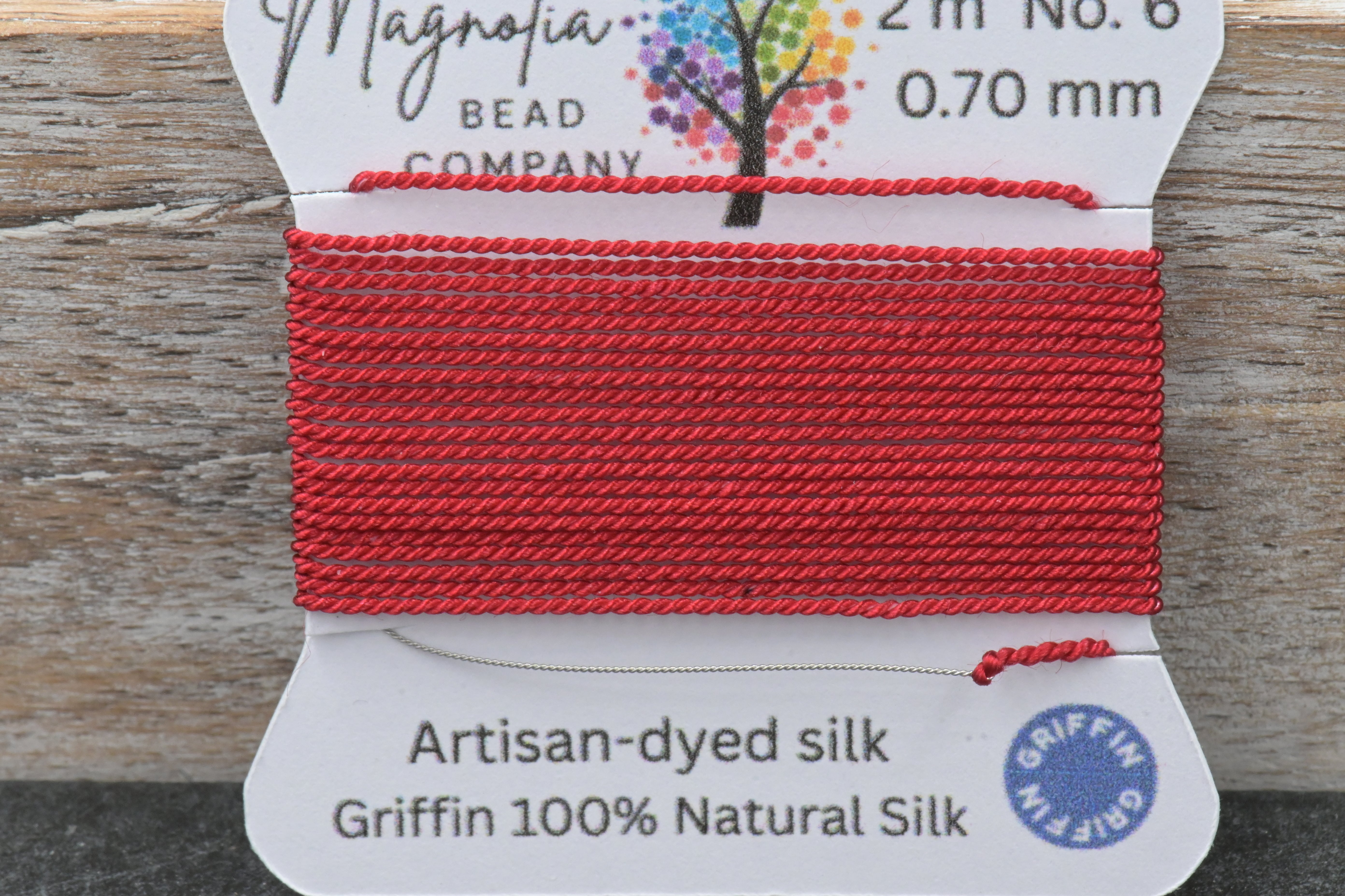 Poinsettia Velvet Red Griffin Silk Cord – Hand‑Dyed Thread for Knotting, Jewelry Making, Pendant Stringing