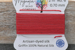Poinsettia Velvet Red Griffin Silk Cord – Hand‑Dyed Thread for Knotting, Jewelry Making, Pendant Stringing