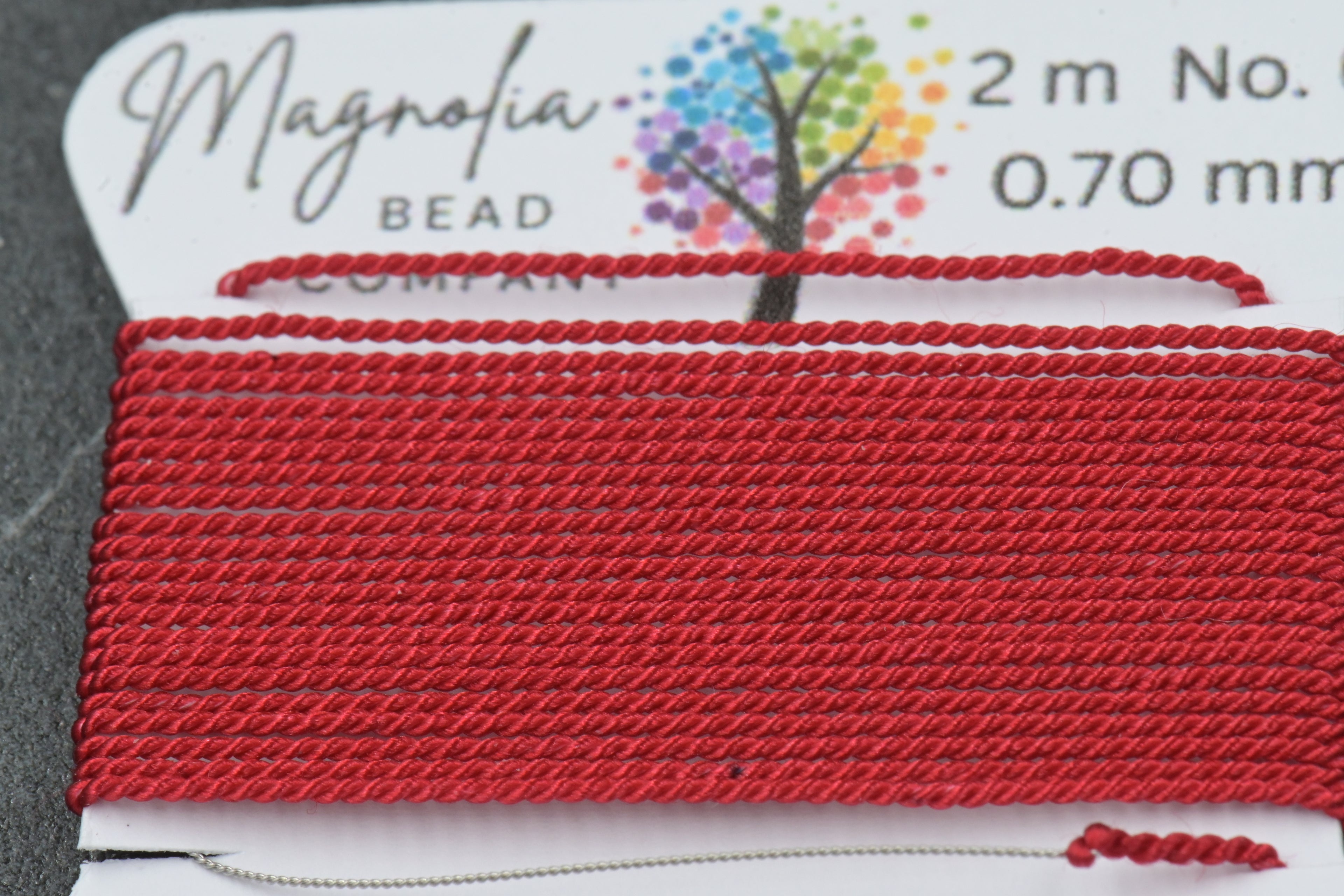 Poinsettia Velvet Red Griffin Silk Cord – Hand‑Dyed Thread for Knotting, Jewelry Making, Pendant Stringing