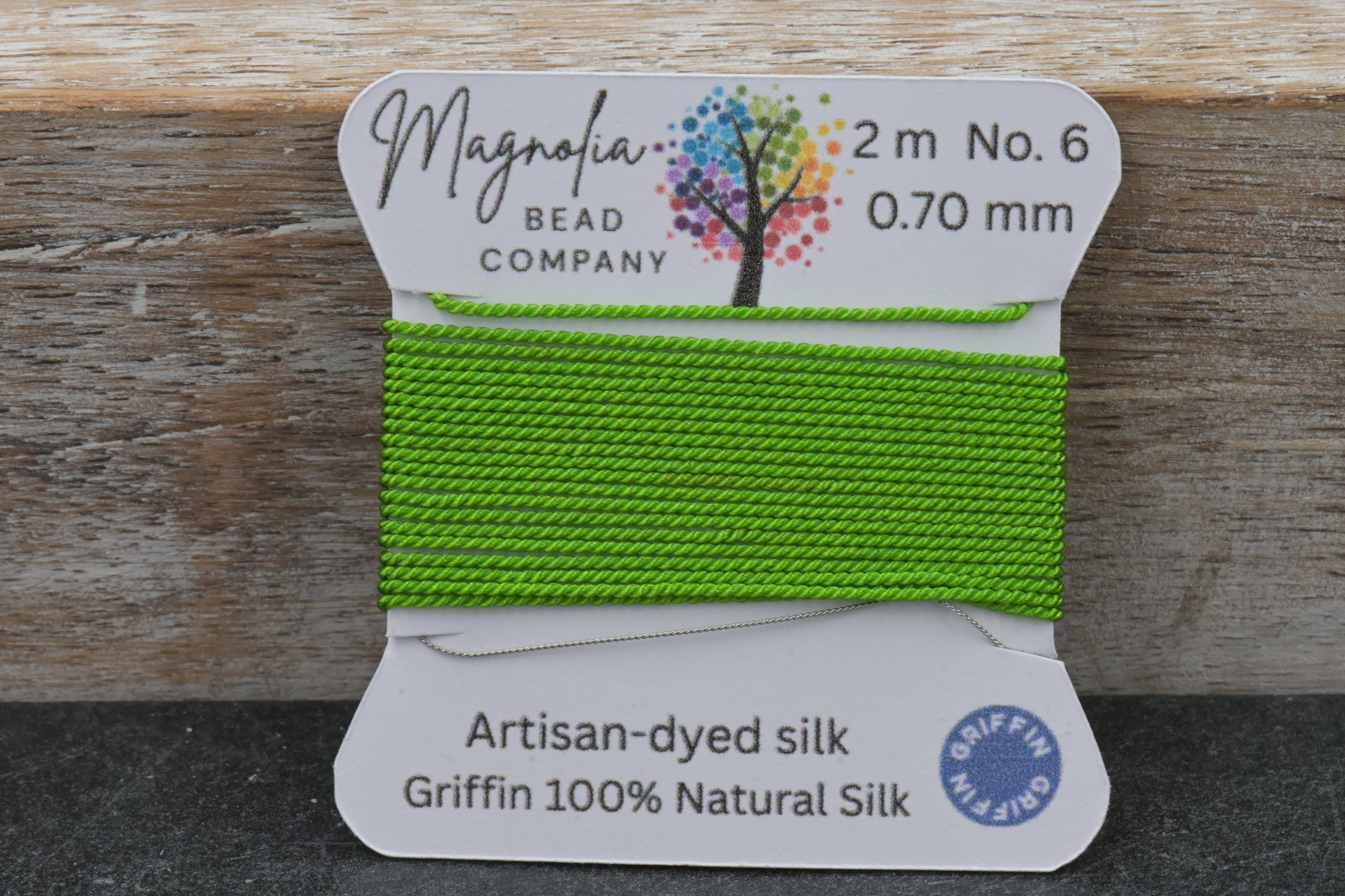 Botanical Green Griffin Silk Cord – Hand‑Dyed Thread for Knotting, Jewelry Making, Pendant Stringing