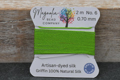 Botanical Green Griffin Silk Cord – Hand‑Dyed Thread for Knotting, Jewelry Making, Pendant Stringing
