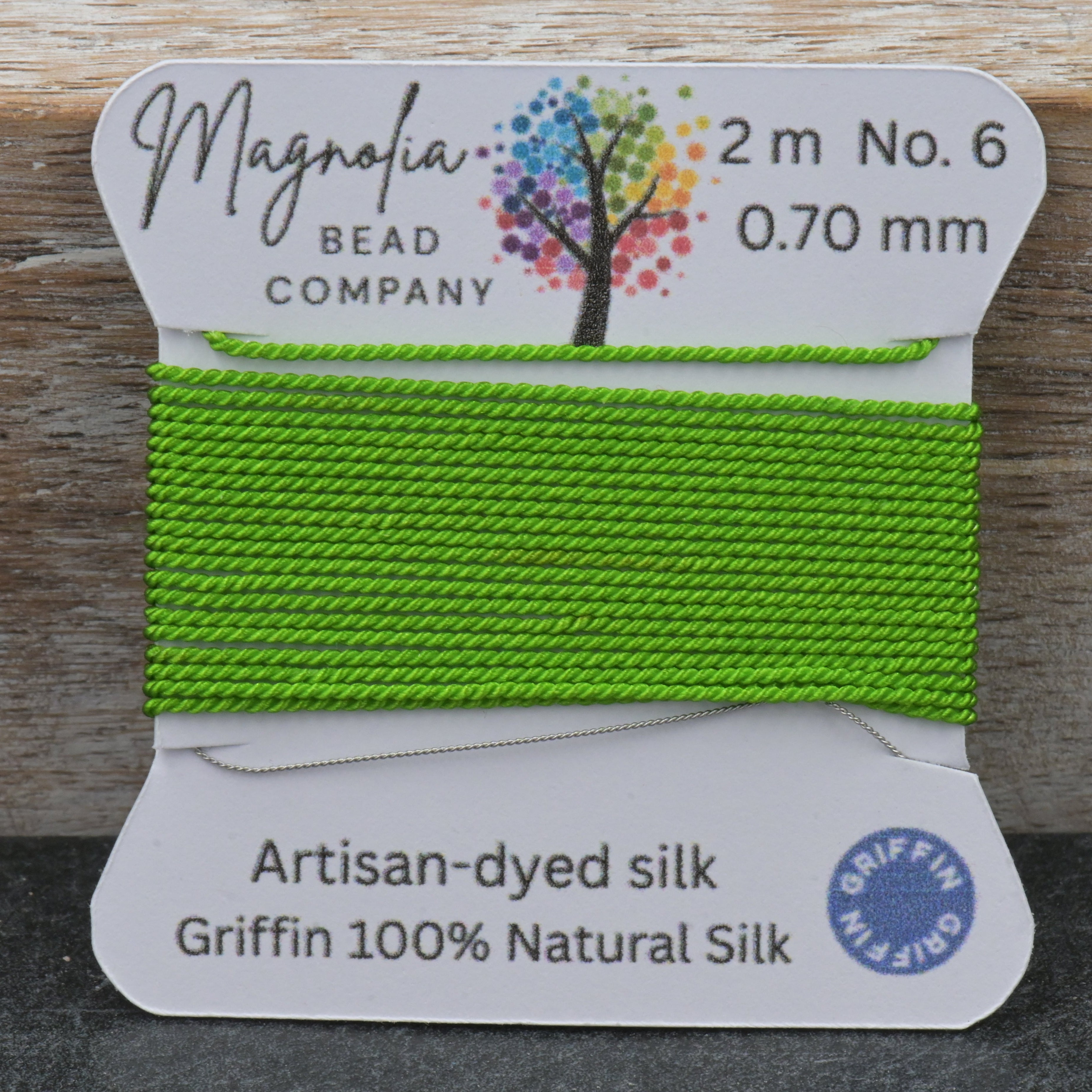 Botanical Green Griffin Silk Cord – Hand‑Dyed Thread for Knotting, Jewelry Making, Pendant Stringing