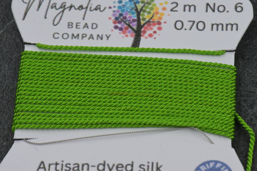 Botanical Green Griffin Silk Cord – Hand‑Dyed Thread for Knotting, Jewelry Making, Pendant Stringing