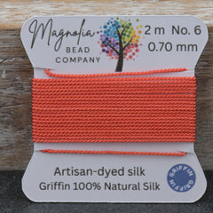 Terracotta Griffin Silk Cord – Hand‑Dyed Thread for Knotting, Jewelry Making, Pendant Stringing