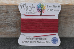 Winter Cranberry Red Griffin Silk Cord – Hand‑Dyed Thread for Knotting, Jewelry Making, Pendant Stringing