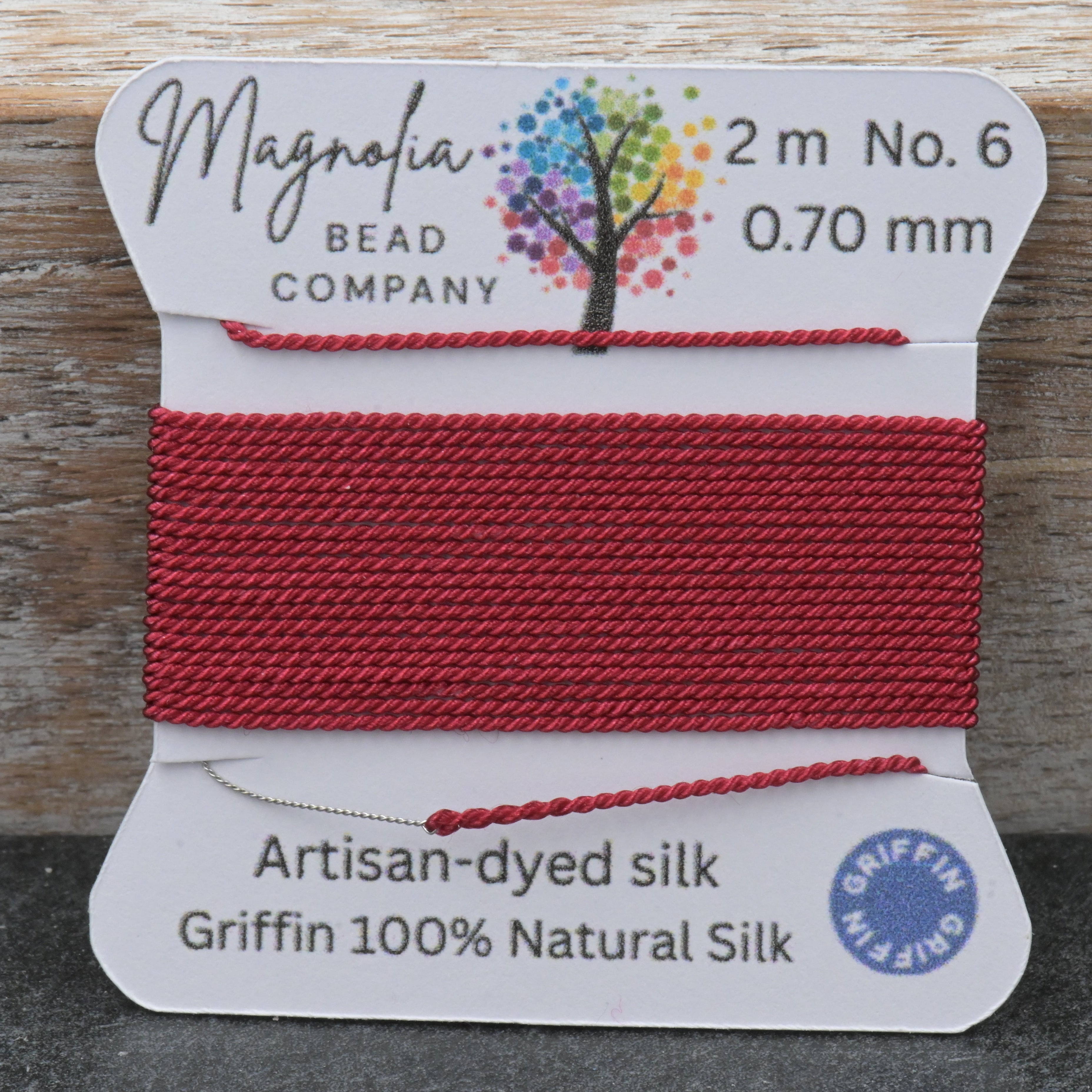 Winter Cranberry Red Griffin Silk Cord – Hand‑Dyed Thread for Knotting, Jewelry Making, Pendant Stringing