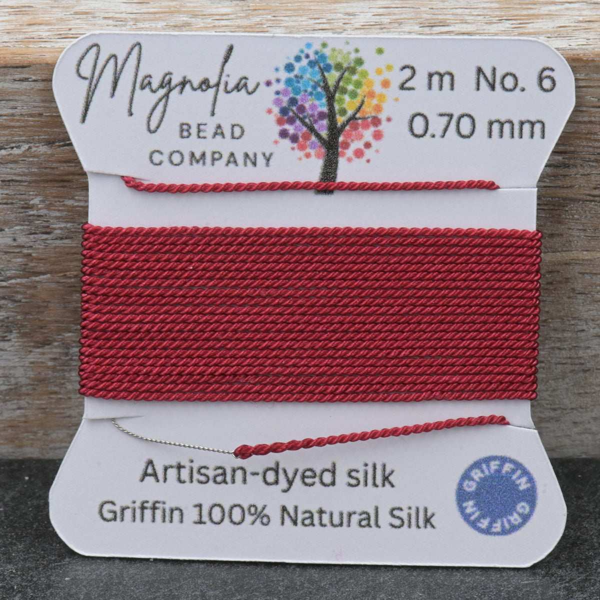 Winter Cranberry Red Griffin Silk Cord – Hand‑Dyed Thread for Knotting, Jewelry Making, Pendant Stringing
