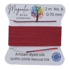 Winter Cranberry Red Griffin Silk Cord – Hand‑Dyed Thread for Knotting, Jewelry Making, Pendant Stringing