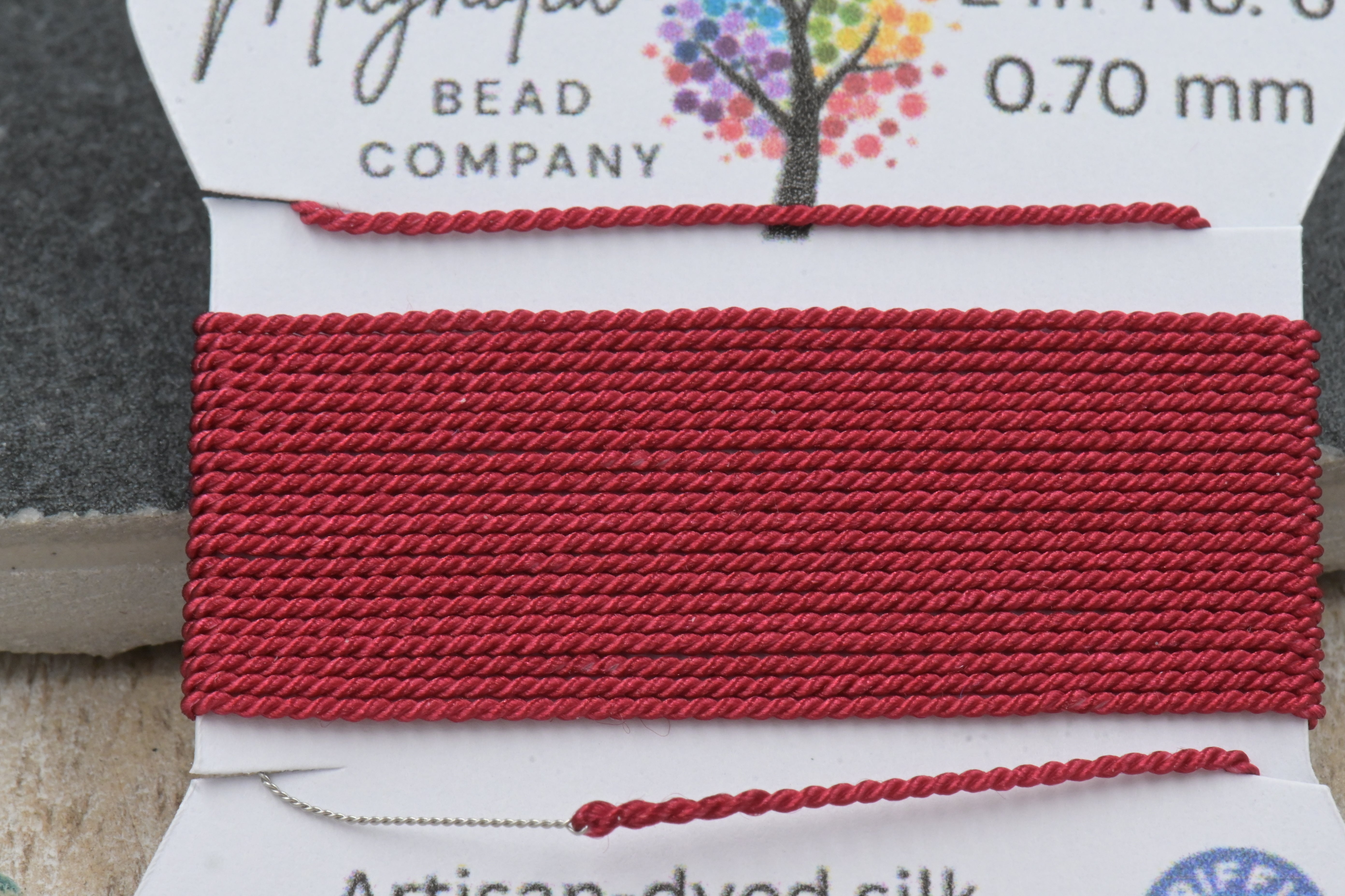 Winter Cranberry Red Griffin Silk Cord – Hand‑Dyed Thread for Knotting, Jewelry Making, Pendant Stringing
