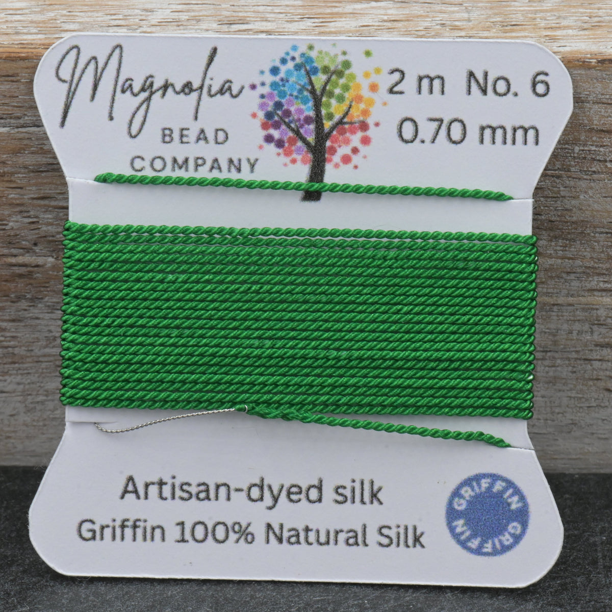 Emerald Green Griffin Silk Cord – Hand‑Dyed Thread for Knotting, Jewelry Making, Pendant Stringing