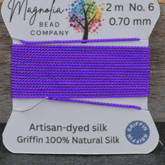 Electric Violet Fluorescent Griffin Silk Cord – Hand-Dyed Thread for Knotting, Jewelry Making, Pendant Stringing