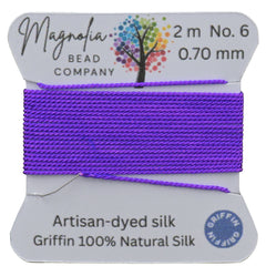 Electric Violet Fluorescent Griffin Silk Cord – Hand-Dyed Thread for Knotting, Jewelry Making, Pendant Stringing