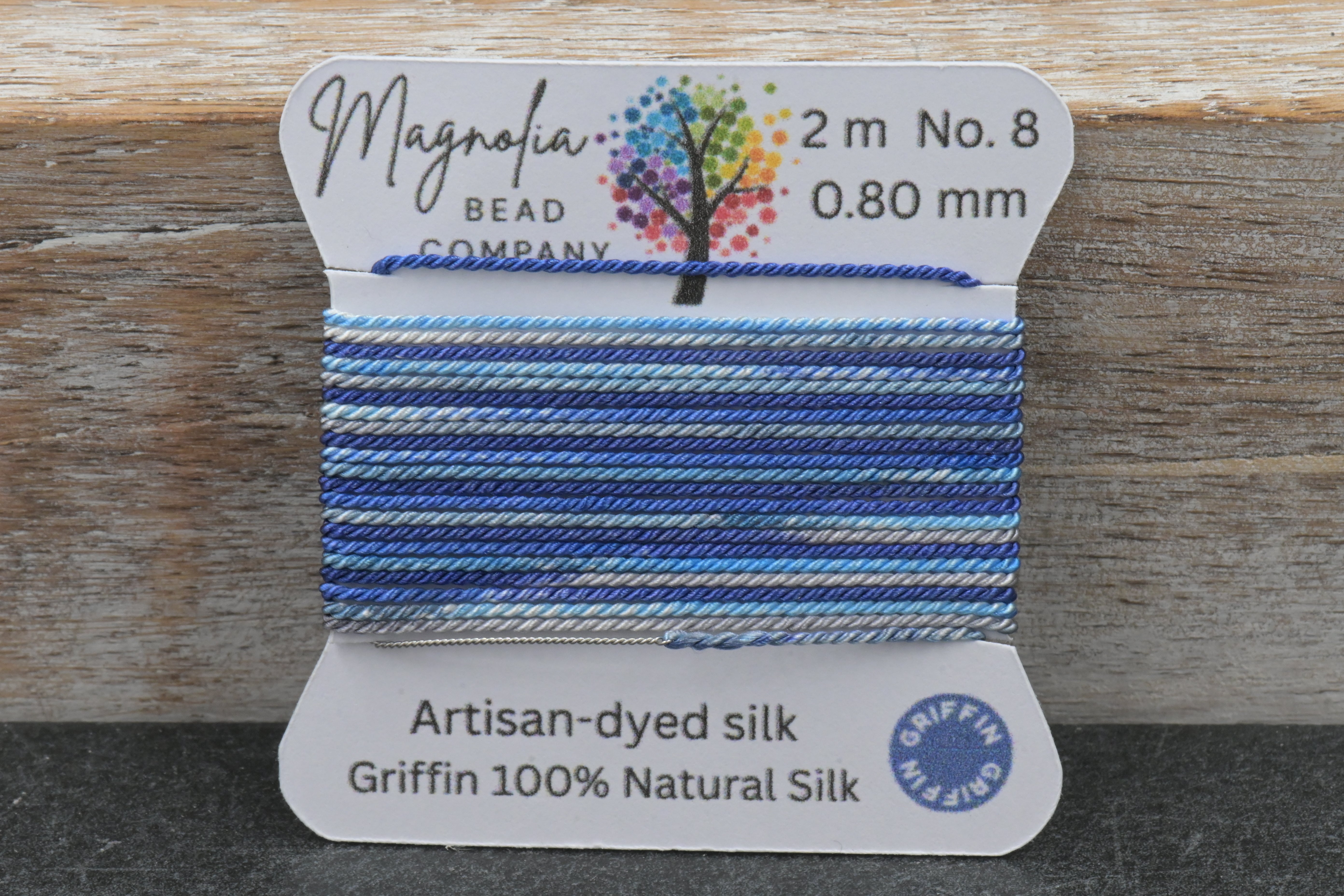 Blue Ash – Griffin Silk Cord – Griffin Silk Cord – Hand-Dyed Thread for Knotting, Jewelry Making