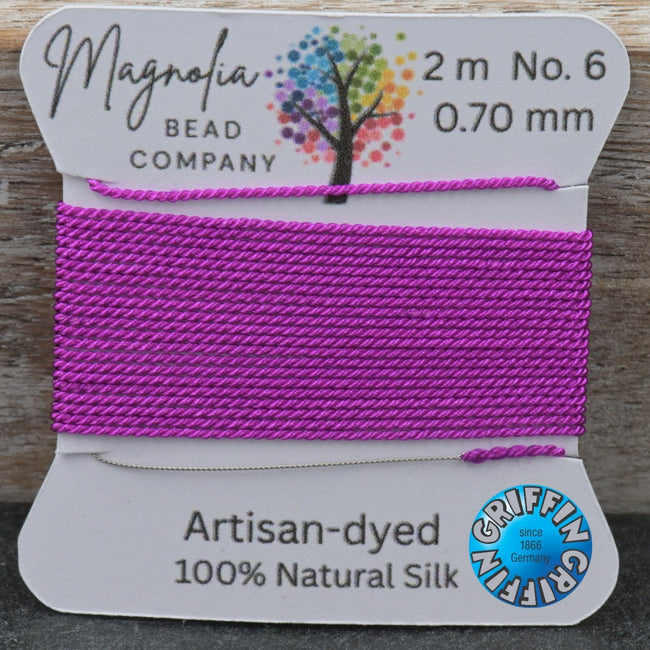 Mulberry Purple– Hand-Dyed Griffin Silk Cord Thread for Knotting, Jewelry Making, Pendant Stringing - Hand-Dyed Silk Cord - Muted Peach Cord Hover Image