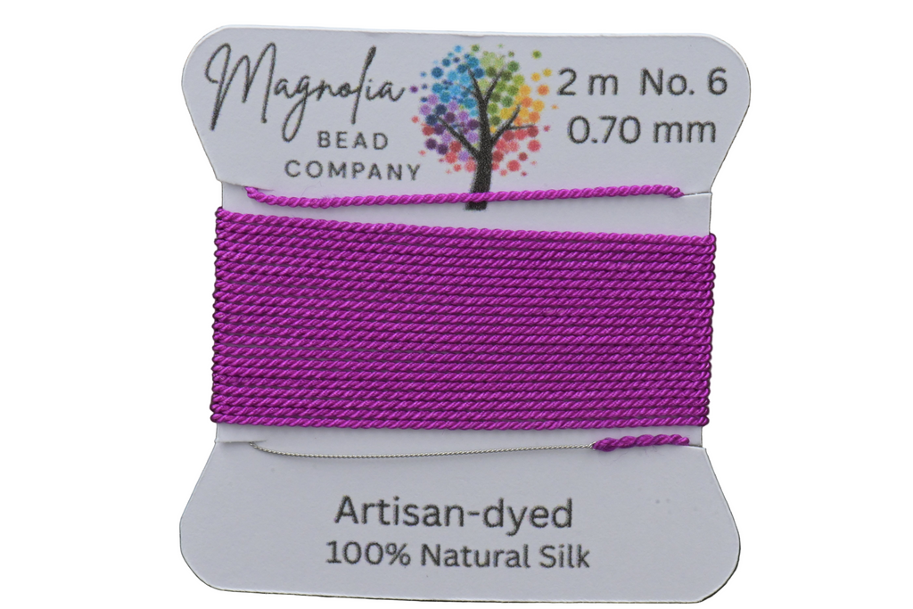 Mulberry Purple– Hand-Dyed Griffin Silk Cord Thread for Knotting, Jewelry Making, Pendant Stringing - Hand-Dyed Silk Cord - Muted Peach Cord