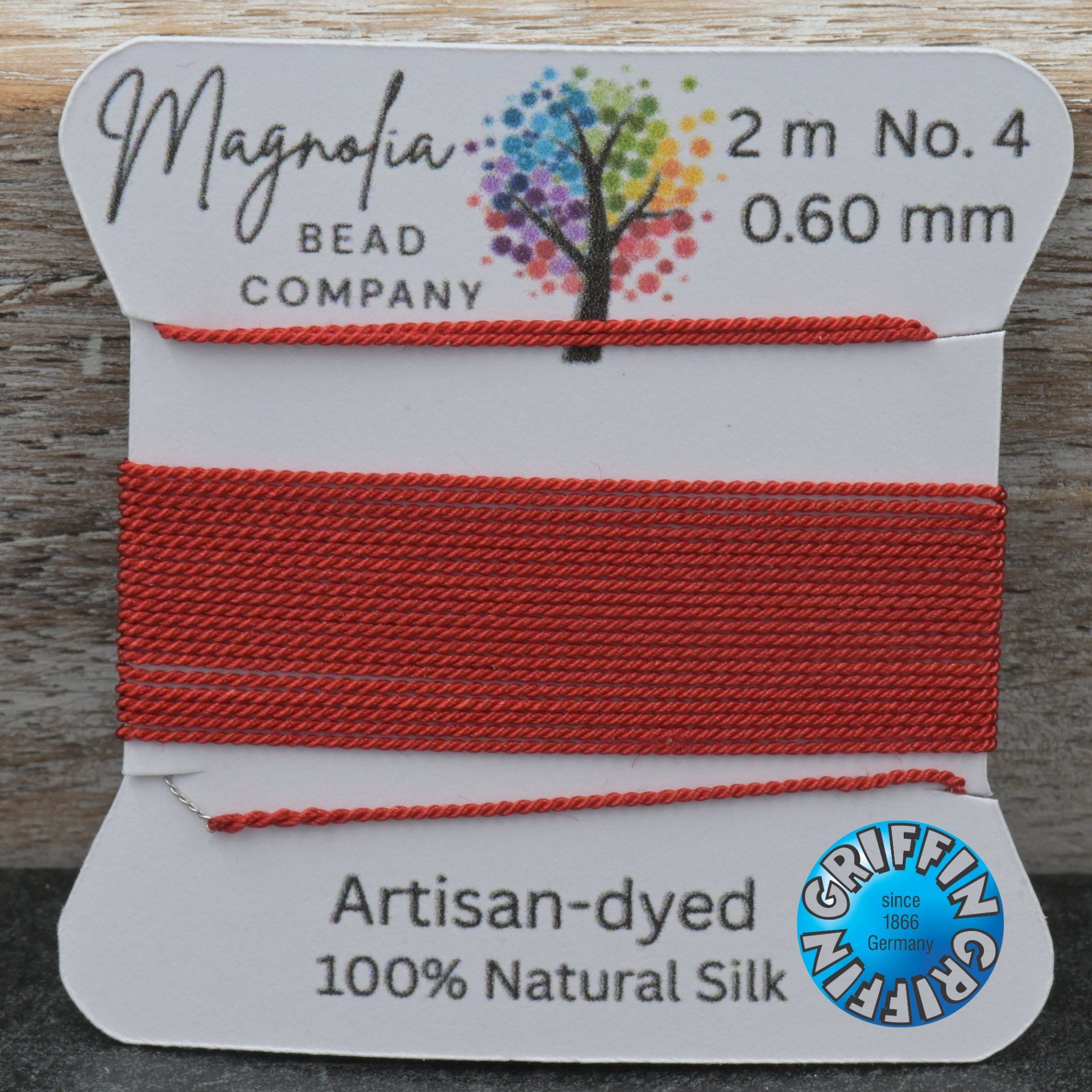 Oxblood Red Hand‑Dyed Griffin Silk Cord – Thread for Knotting, Jewelry Making, Pendant Stringing