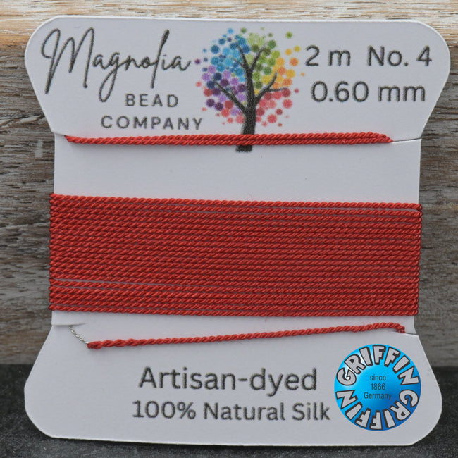 Oxblood Red Hand‑Dyed Griffin Silk Cord – Thread for Knotting, Jewelry Making, Pendant Stringing Hover Image