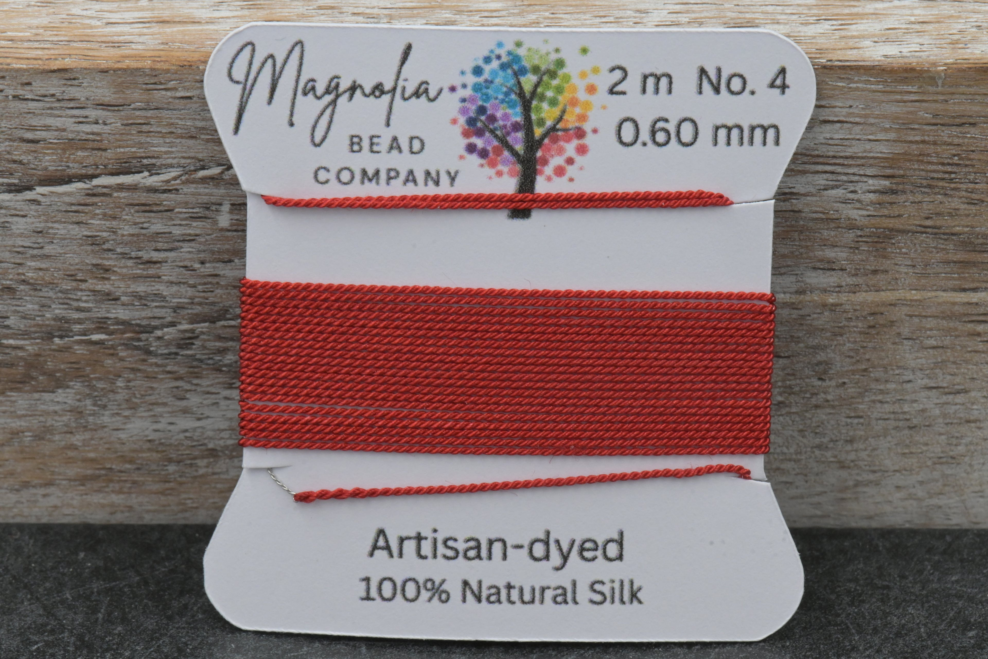 Oxblood Red Hand‑Dyed Griffin Silk Cord – Thread for Knotting, Jewelry Making, Pendant Stringing