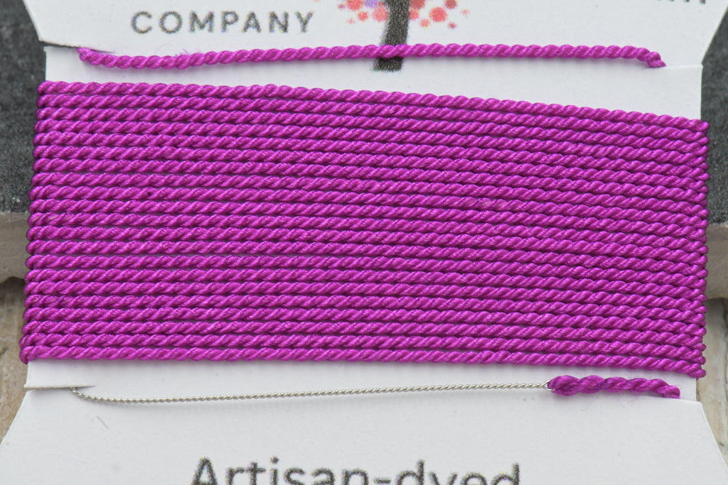 Mulberry Purple– Hand-Dyed Griffin Silk Cord Thread for Knotting, Jewelry Making, Pendant Stringing - Hand-Dyed Silk Cord - Muted Peach Cord