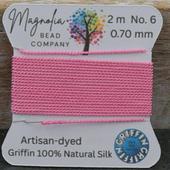 Pink Petal Griffin Silk Cord – Hand‑Dyed Thread for Knotting, Jewelry Making, Pendant Stringing