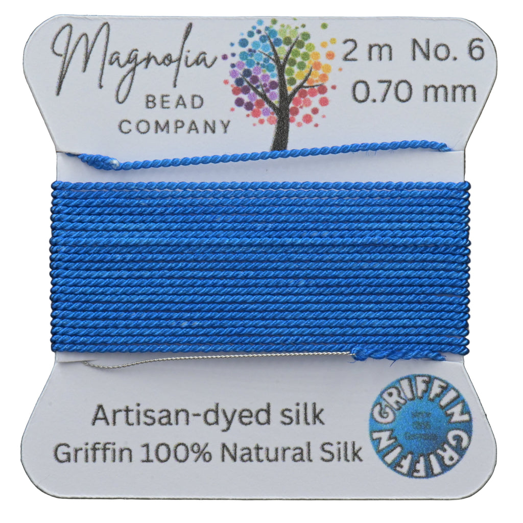 Azure Blue Griffin Silk Cord – Hand-Dyed Thread for Knotting, Jewelry Making, Pendant Stringing