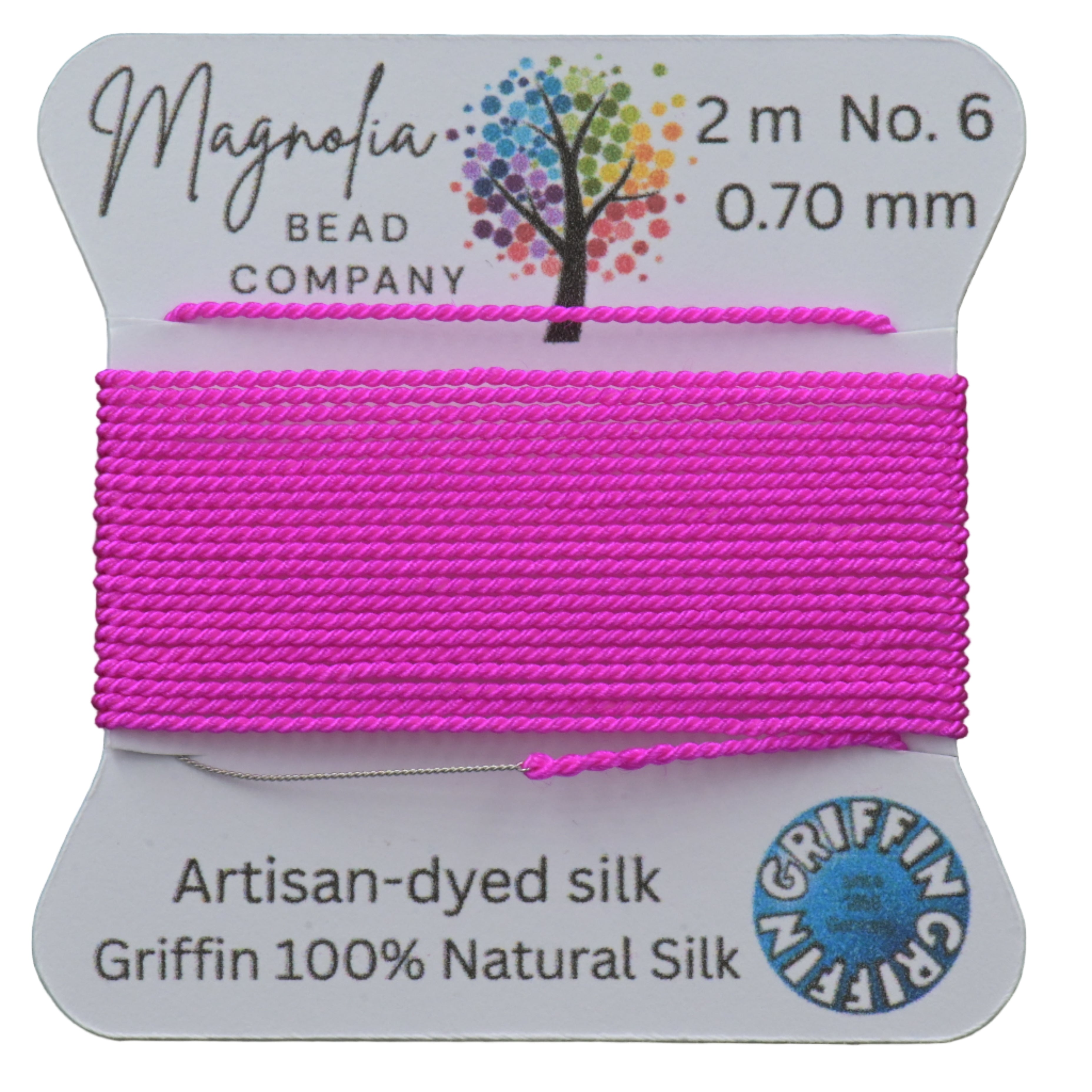 Fluorescent Fuchsia Griffin Silk Cord – Hand-Dyed Thread for Knotting, Jewelry Making, Pendant Stringing