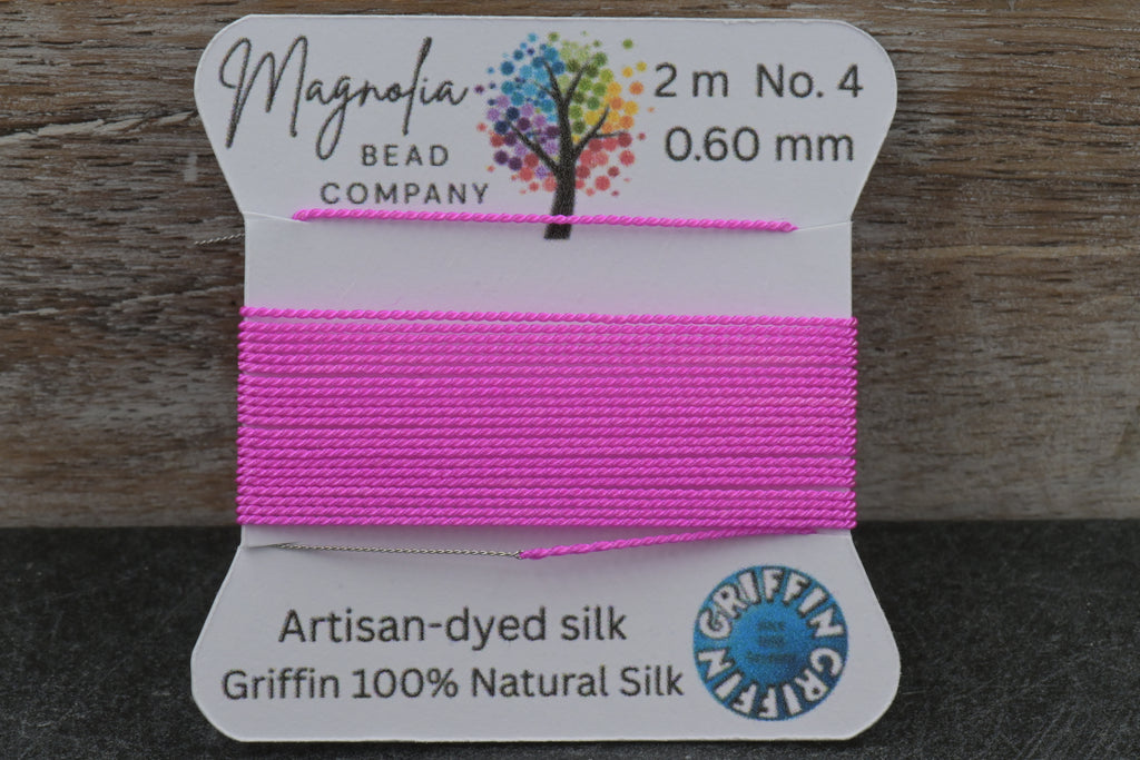 Hot Pink Griffin Silk Cord – Hand-Dyed Thread for Knotting, Jewelry Making, Pendant Stringing