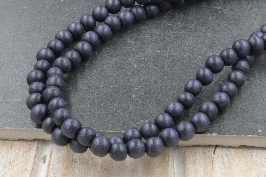 Black Forrest  Wood Round 8mm, Green Boho Wood Beads Earth Blue Beads -16 inch strand