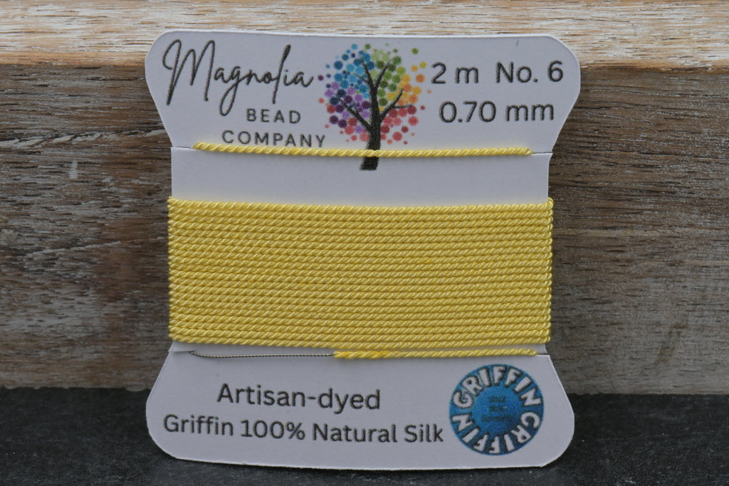 Sunlit Yellow Silk Griffin Silk Cord – Hand-Dyed Thread for Knotting, Jewelry Making, Pendant Stringing