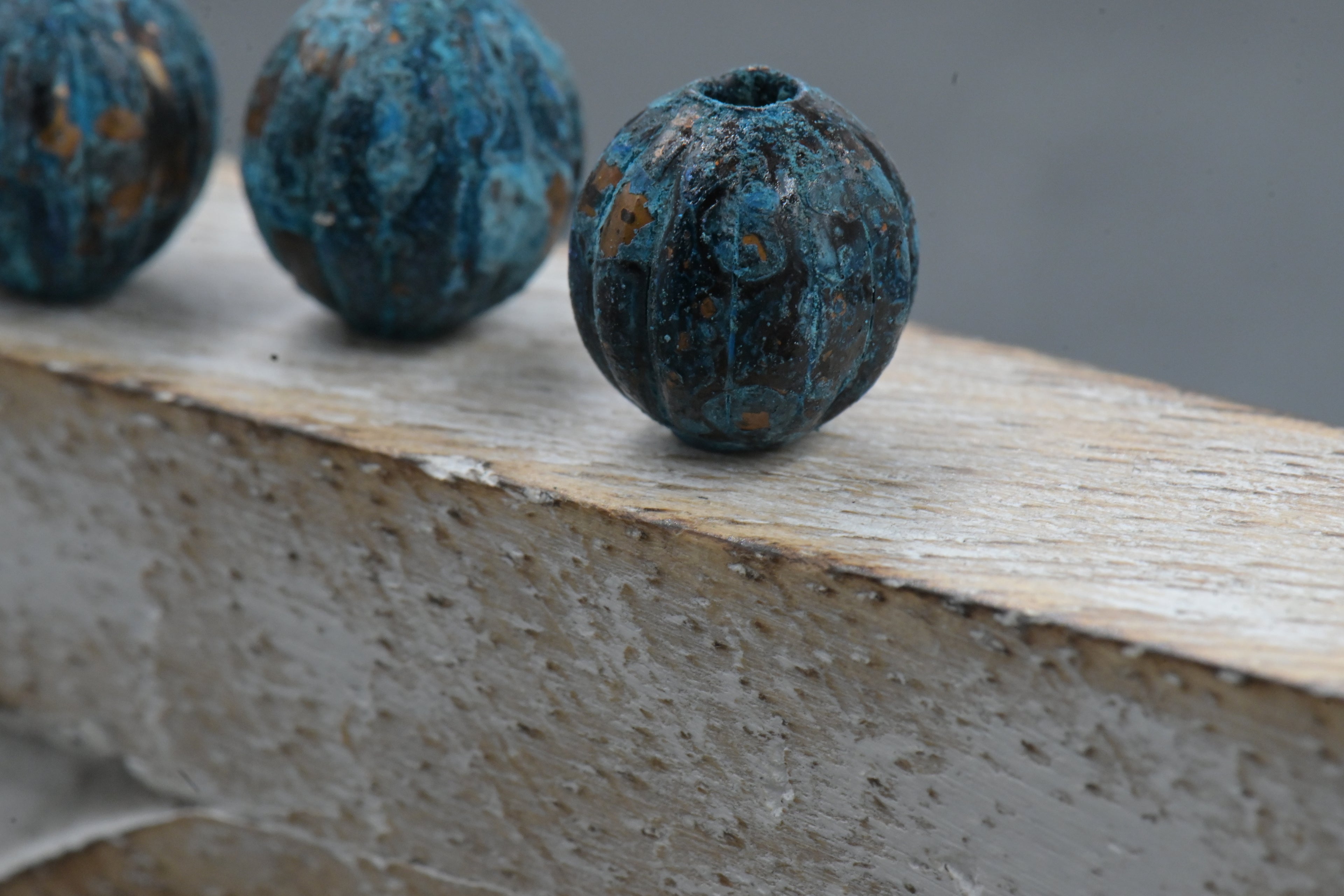 Rainworn Copper — Real Patina Fluted Metal Beads in 6mm, 8mm, 9.5mm