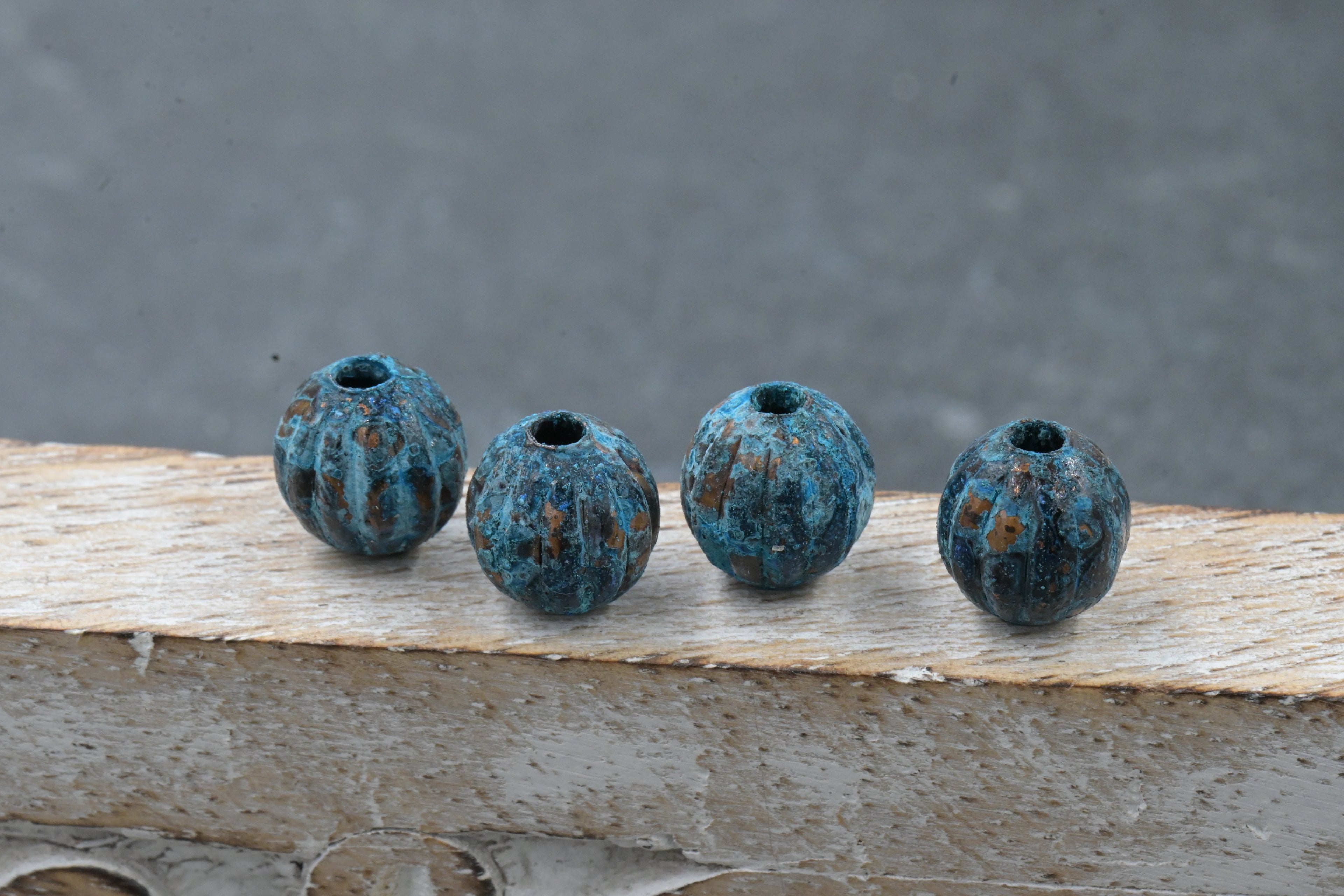 Rainworn Copper — Real Patina Fluted Metal Beads in 6mm, 8mm, 9.5mm