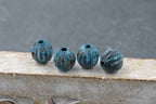 Rainworn Copper — Real Patina Fluted Metal Beads in 6mm, 8mm, 9.5mm