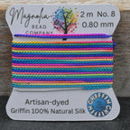 Griffin Silk Cord Rainbow – Hand-Dyed Gradient Thread for Knotting, Jewelry Making, Pendant Stringing