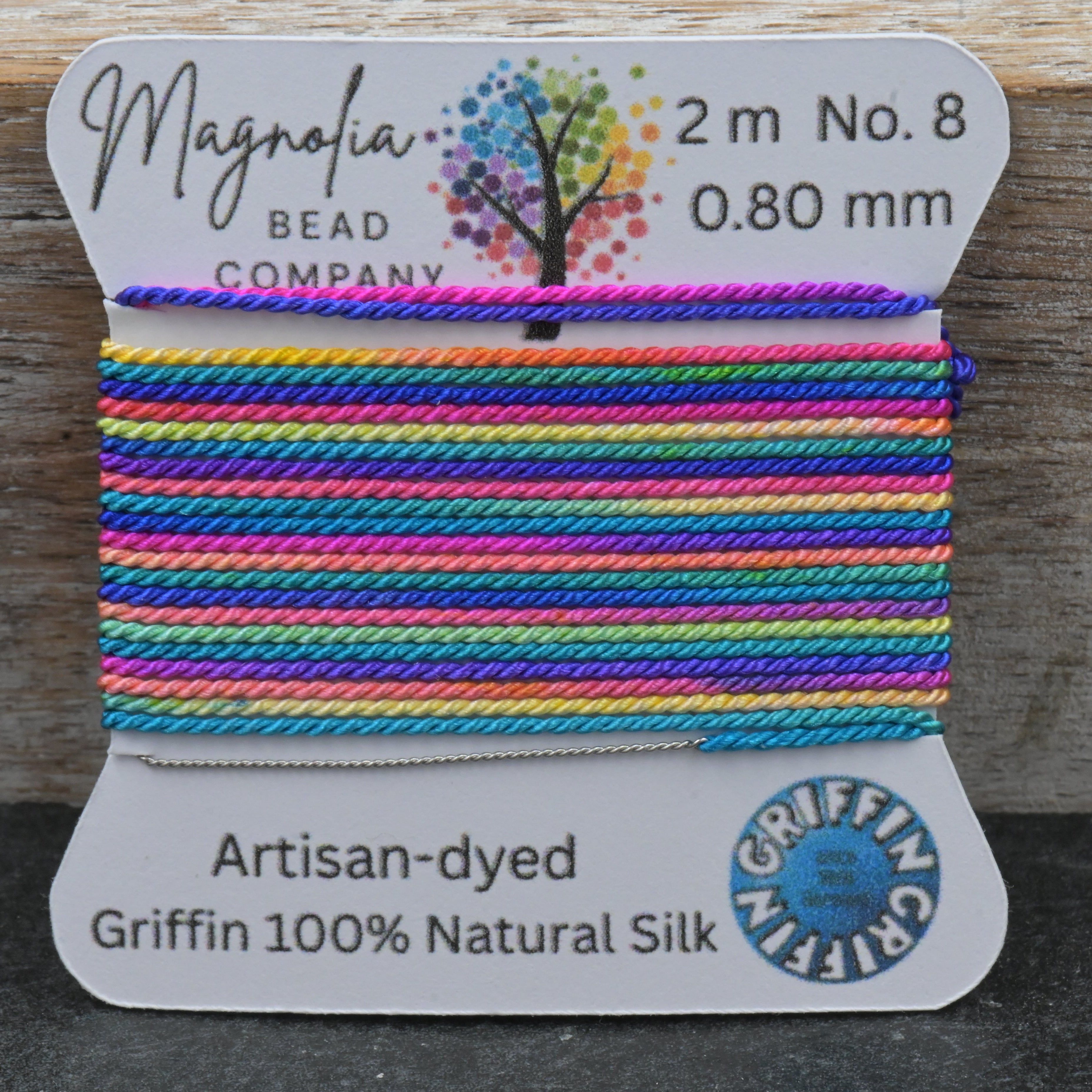 Griffin Silk Cord Rainbow – Hand-Dyed Gradient Thread for Knotting, Jewelry Making, Pendant Stringing