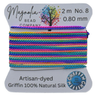 Griffin Silk Cord Rainbow – Hand-Dyed Gradient Thread for Knotting, Jewelry Making, Pendant Stringing
