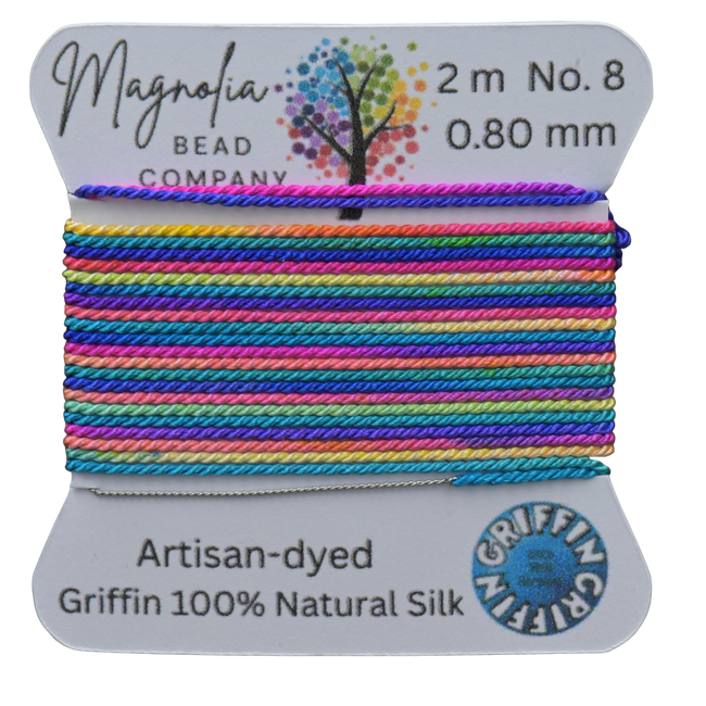 Griffin Silk Cord Rainbow – Hand-Dyed Gradient Thread for Knotting, Jewelry Making, Pendant Stringing Hover Image