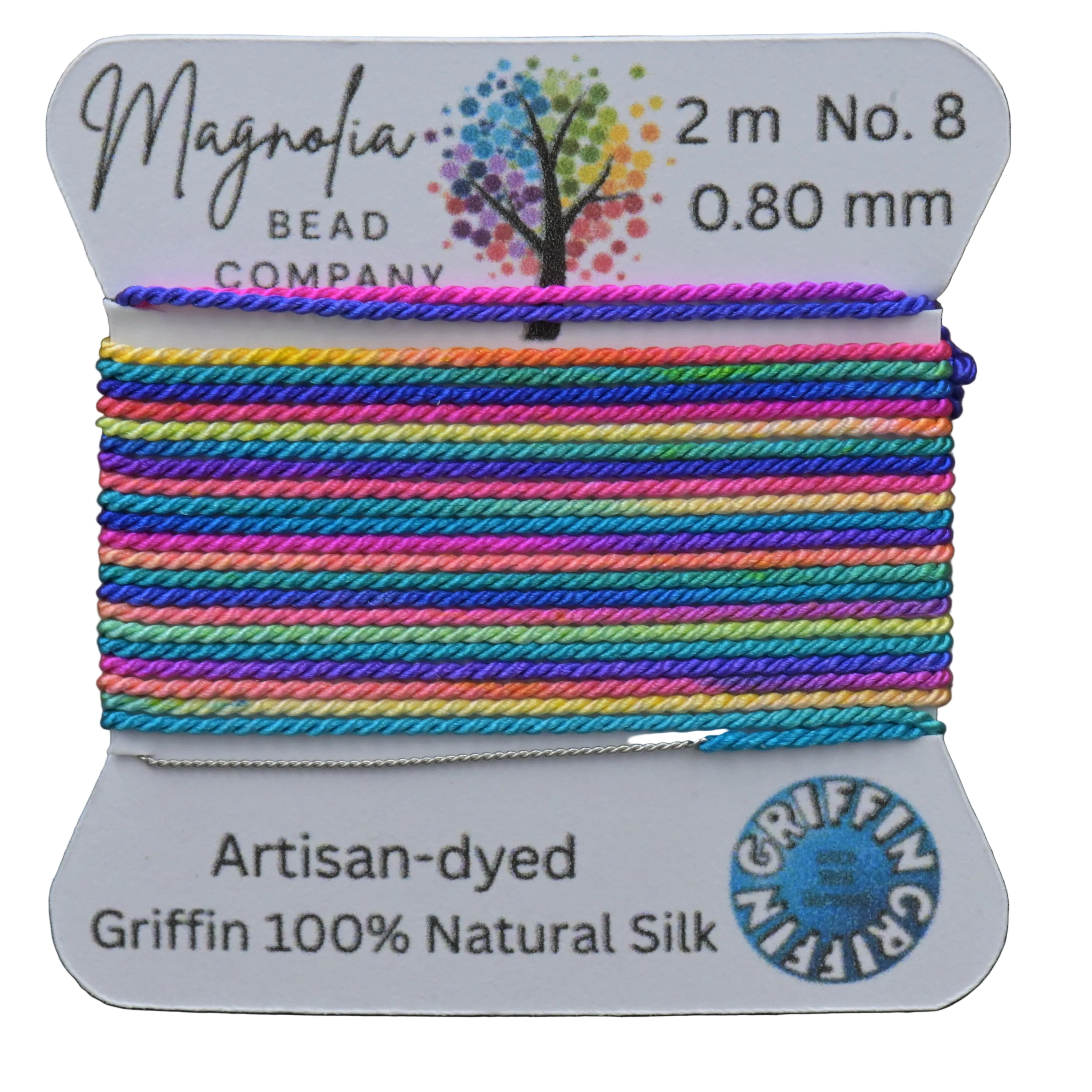 Colorful thread on a Griffin spool with Magnolia Bead Company branding.