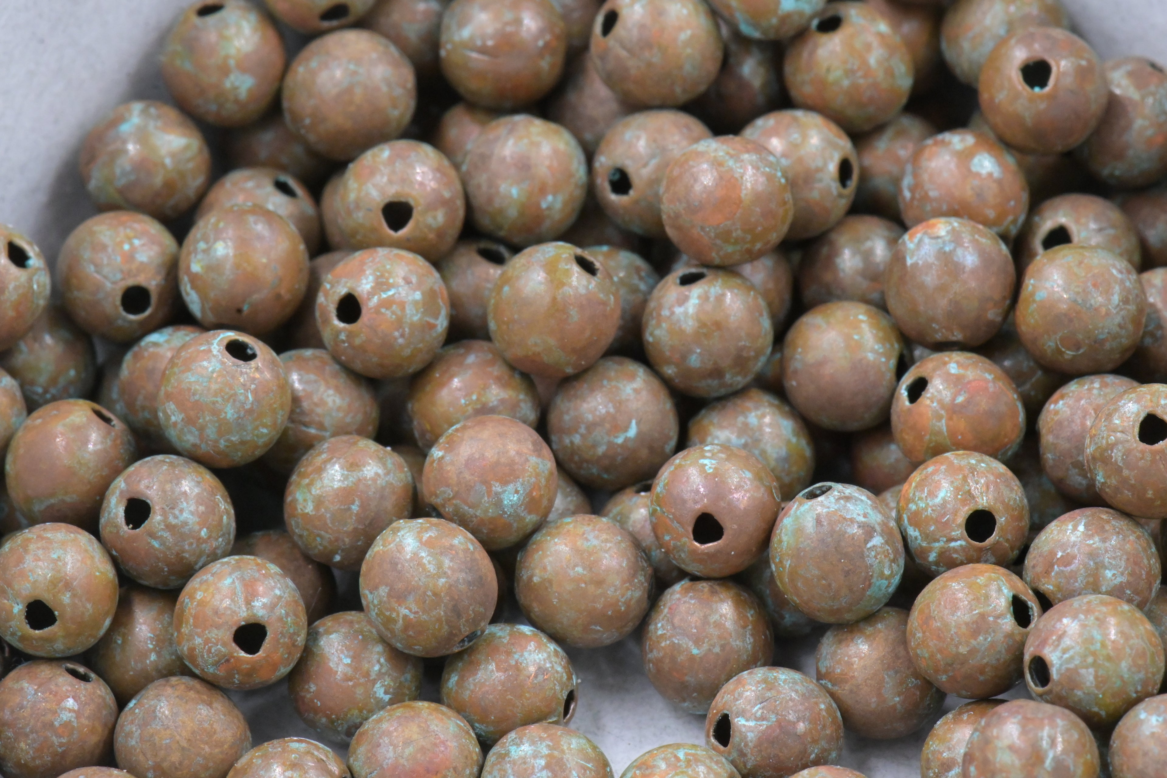 Desert Mist Patina Copper Beads – 6mm or 8mm
