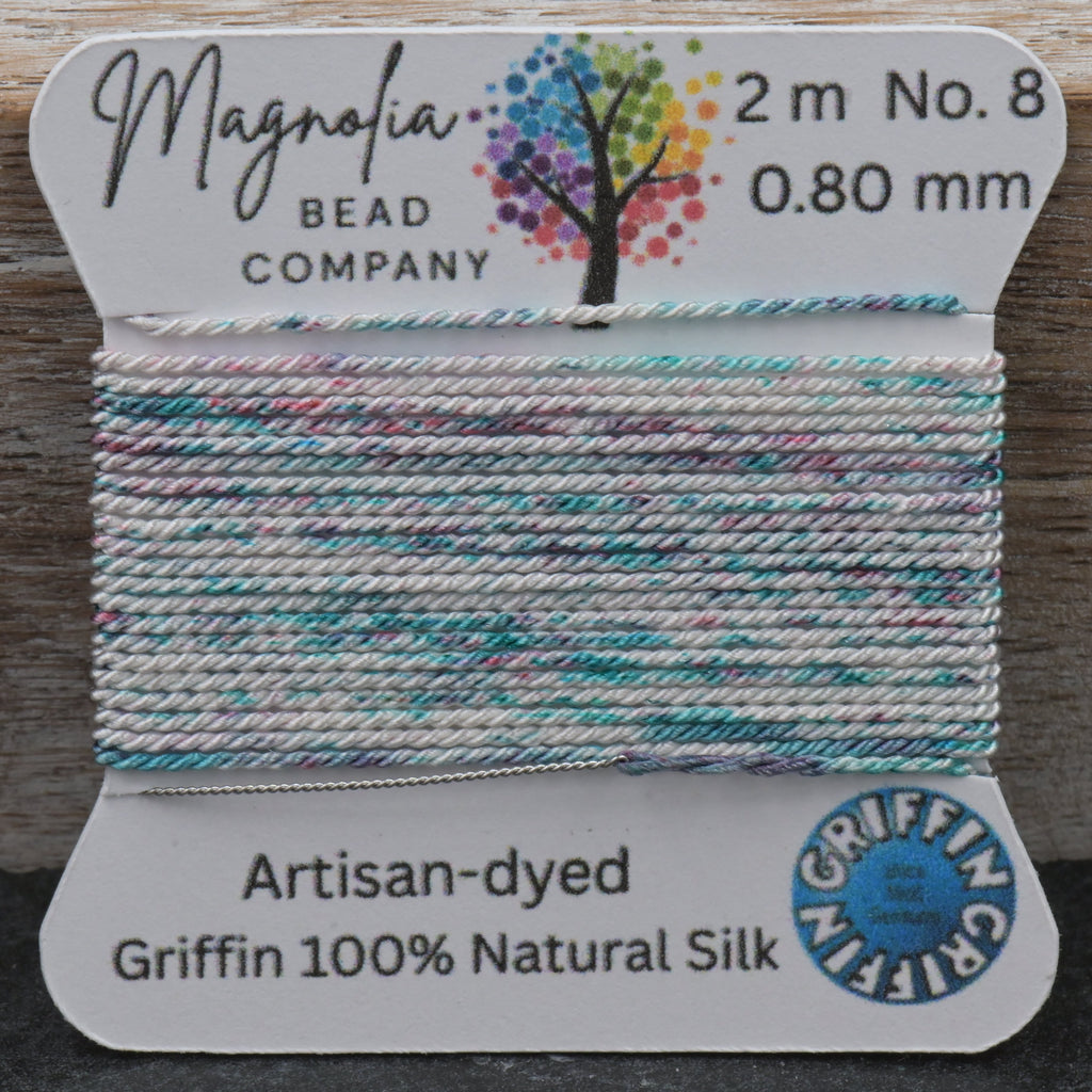 Turquoise Magenta Speckle —GRIFFIN Silk Cord – Hand‑Dyed Thread for Knotting, Jewelry Making, Pendant Stringing