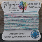 Turquoise Magenta Speckle —GRIFFIN Silk Cord – Hand‑Dyed Thread for Knotting, Jewelry Making, Pendant Stringing