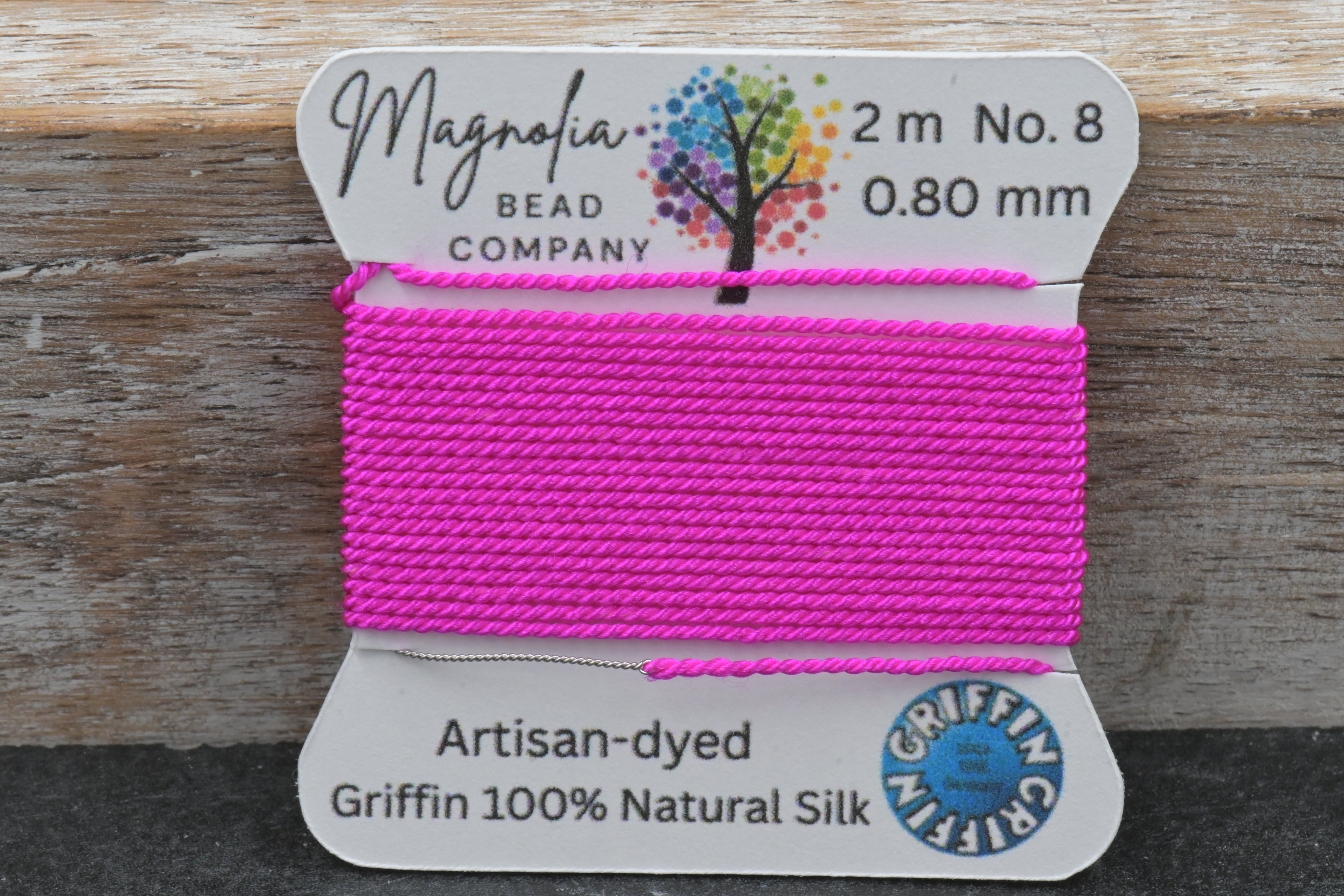 Fluorescent Fuchsia Griffin Silk Cord – Hand-Dyed Thread for Knotting, Jewelry Making, Pendant Stringing