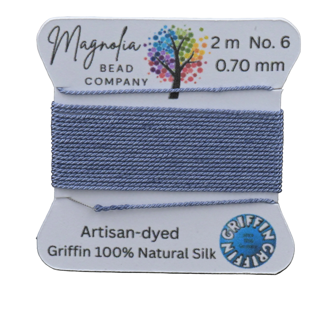 Blue Mountain Gray Hand‑Dyed Griffin Silk Cord – Thread for Knotting, Jewelry Making, Pendant Stringing