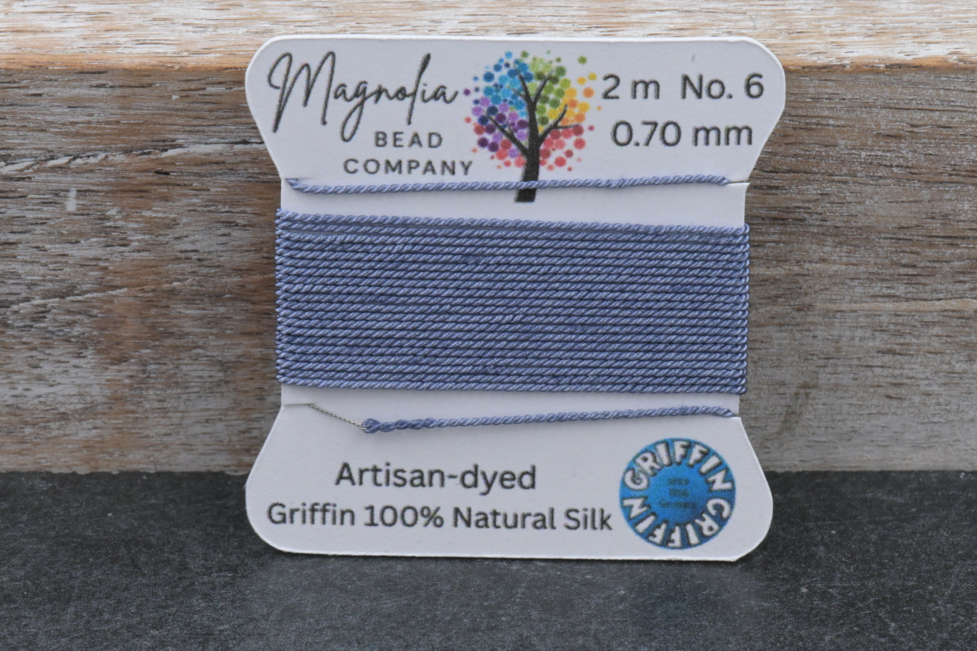 Blue Mountain Gray Hand‑Dyed Griffin Silk Cord – Thread for Knotting, Jewelry Making, Pendant Stringing