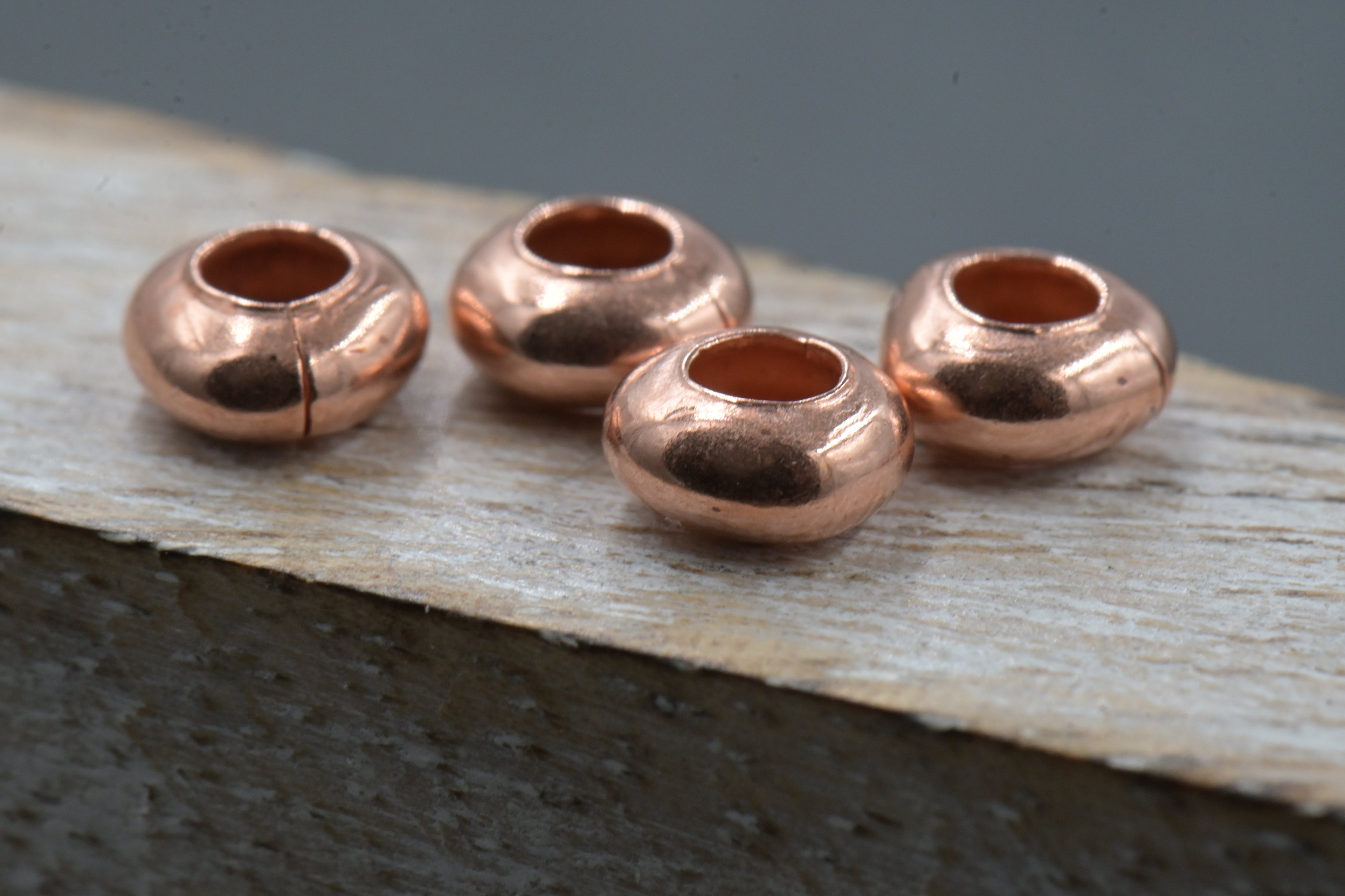 Solid Copper Saucer Beads • USA‑Made • Large Hole Copper Spacer Beads for Bracelets and Necklaces